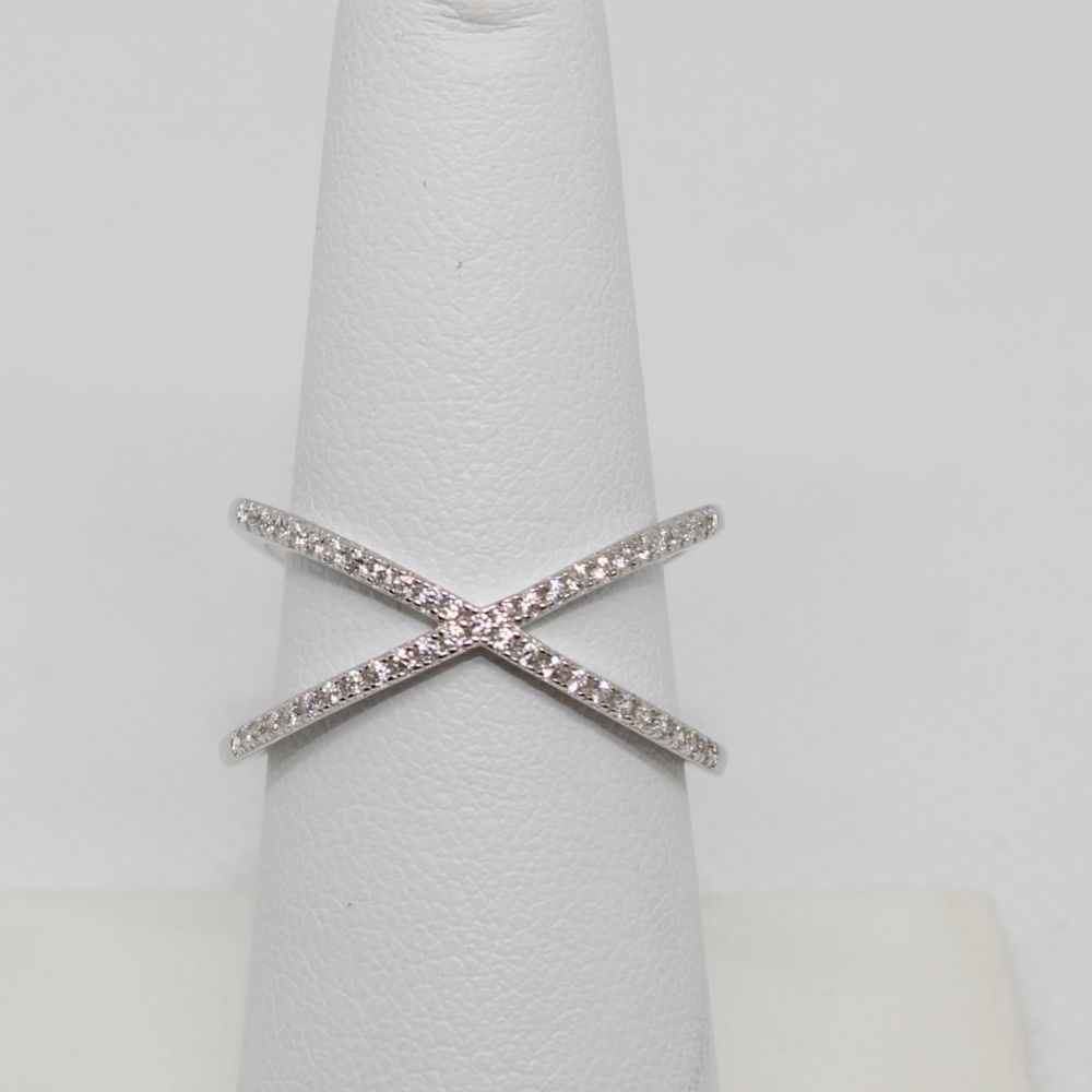 Sterling Silver Overlapping X CZ Ring